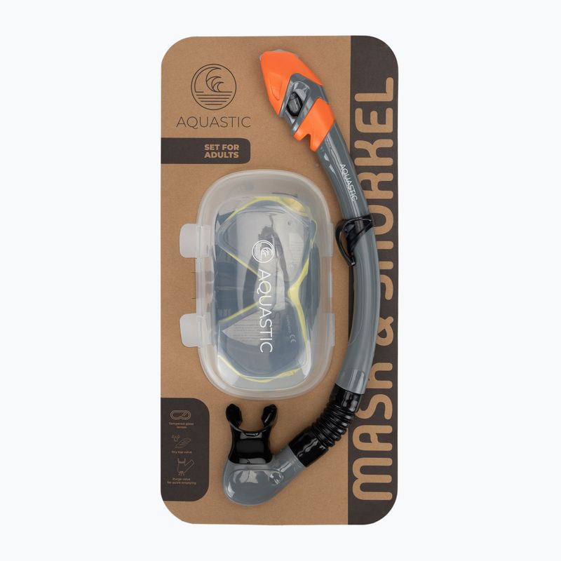 Set de snorkeling AQUASTIC Shoal mască + tub gri 9