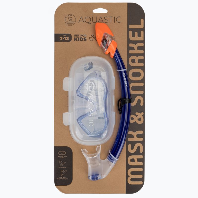 Set de snorkeling pentru copii AQUASTIC Shelly mască + tub albastru închis 9