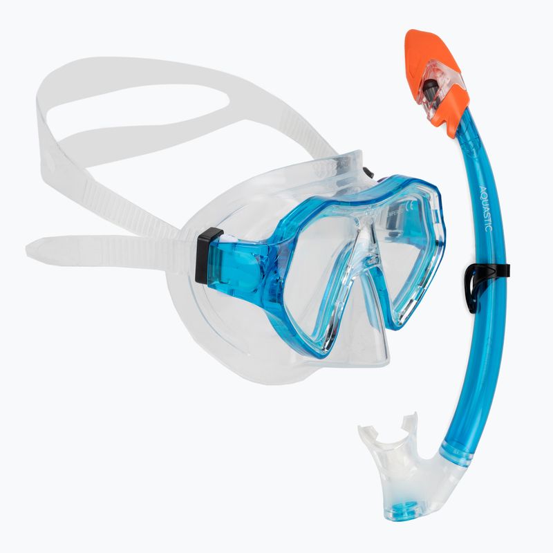 Set de snorkeling pentru copii AQUASTIC Shelly mască + tub albastru deschis