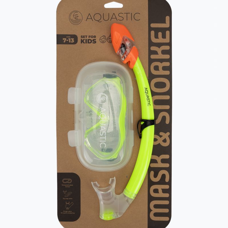 Set de snorkeling pentru copii AQUASTIC Minke mască + tub verde 9