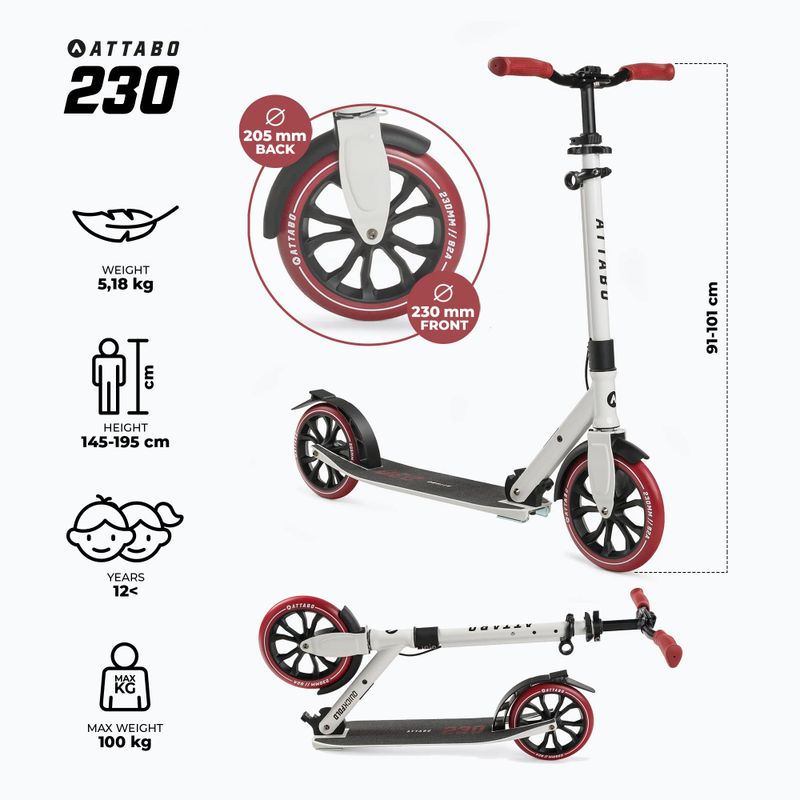 Trotinetă ATTABO 230 albă ATB-230 2