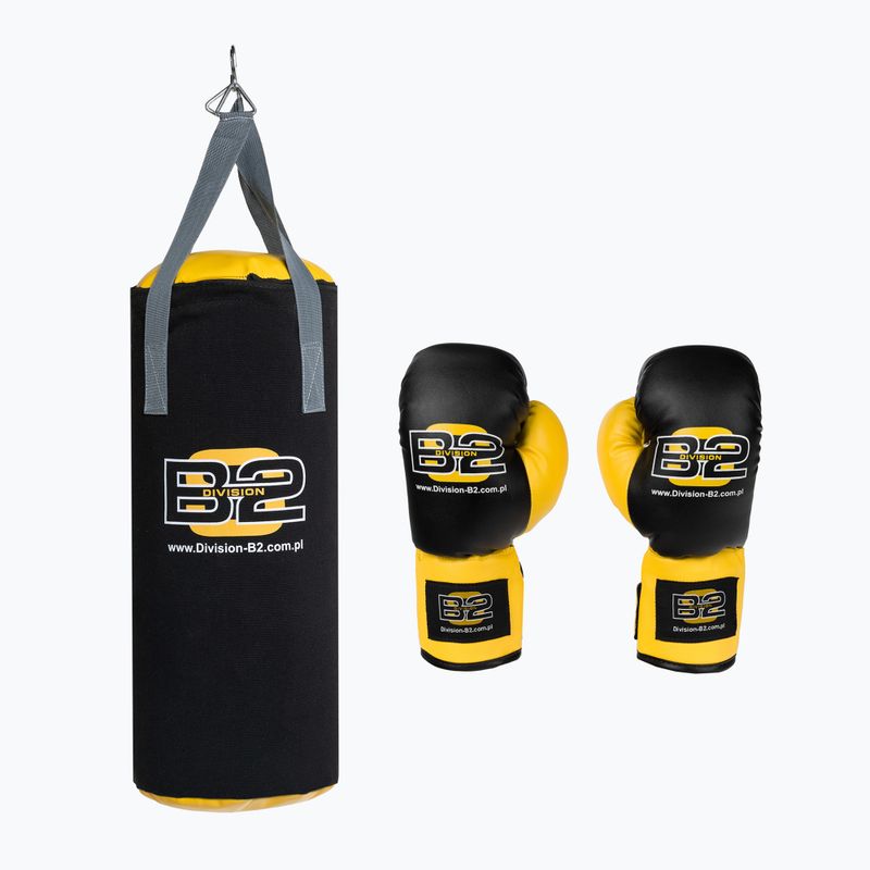 Divizia B-2 copii set de box 7 kg sac + 6 oz mănuși de box negru DIV-JBS0002