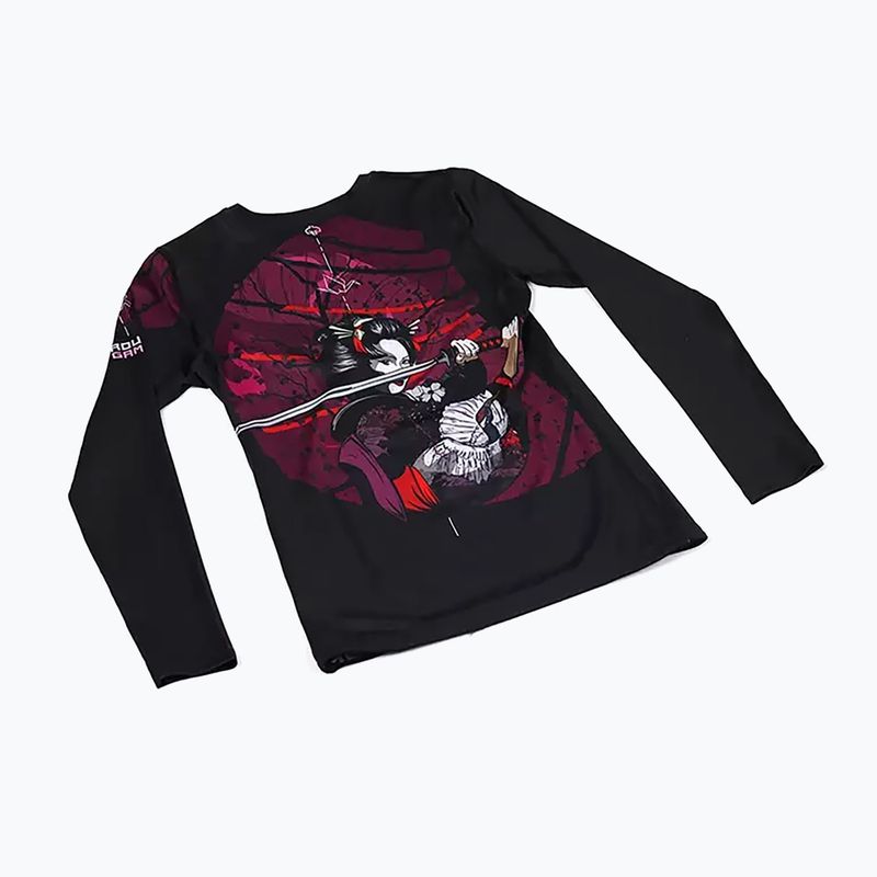 Rashguard pentru femei Ground Game Tsuru Warrior negru 22WRASHLSGEIS