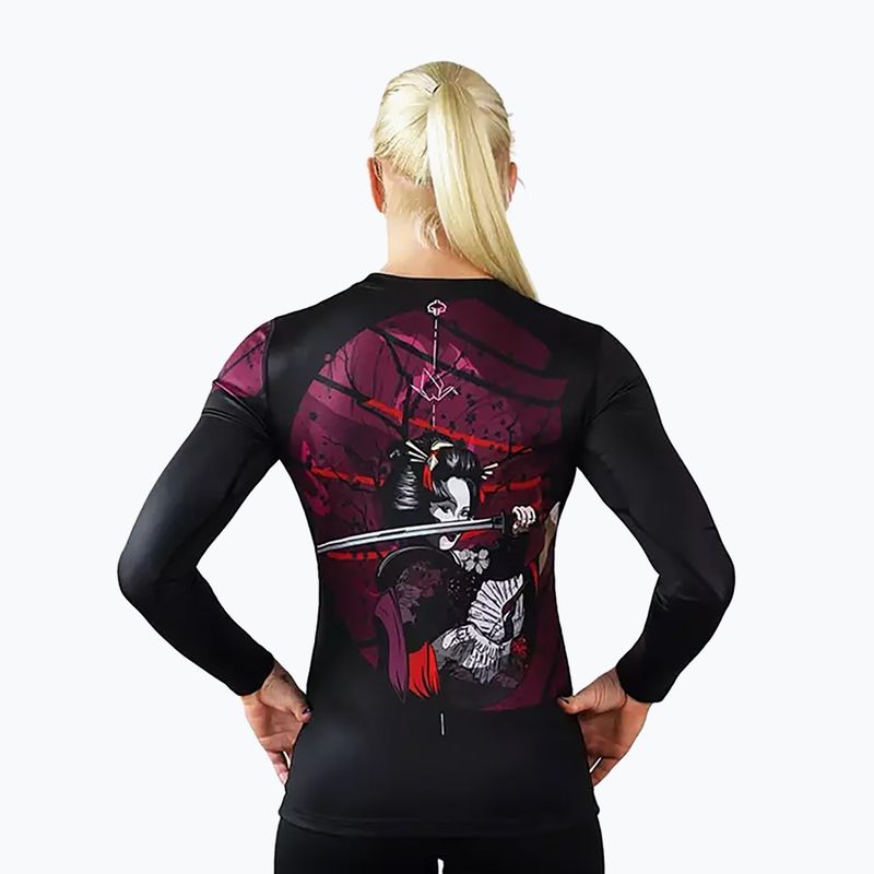 Rashguard pentru femei Ground Game Tsuru Warrior negru 22WRASHLSGEIS 2