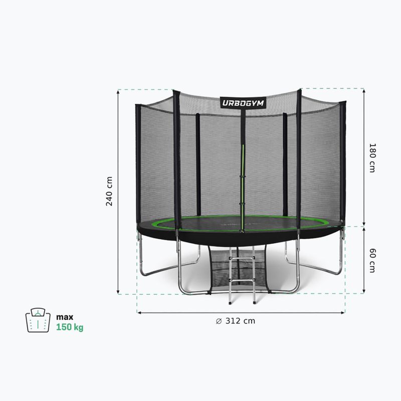 Trambulină de grădină Urbogym Classic 312 cm negru 10FT 10