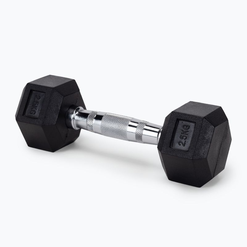 Bauer Fitness HEX HEX halteră hexagonală cauciucată 2,5 kg negru AC-1701