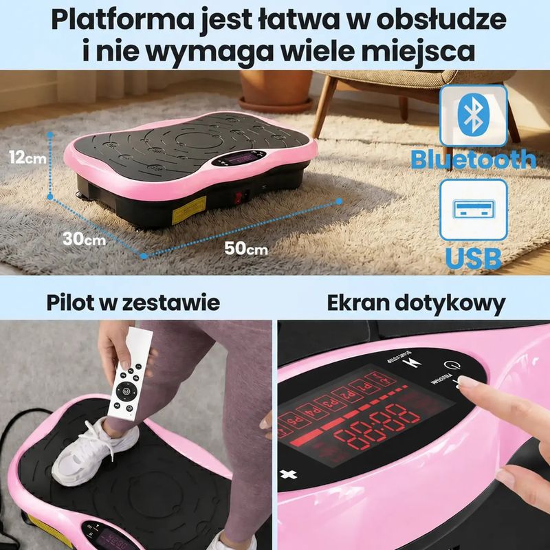 Platformă cu vibrații Extralink Moonwalk Spin Move black/pink 15