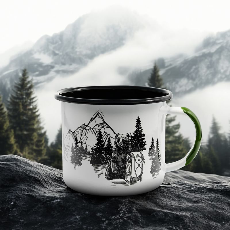 Cană de drumeții Alpinus Enamelled White Bear 3