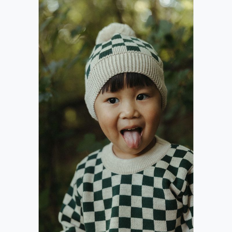 Căciulă de iarnă pentru copii KID STORY Merino green chessboard 6
