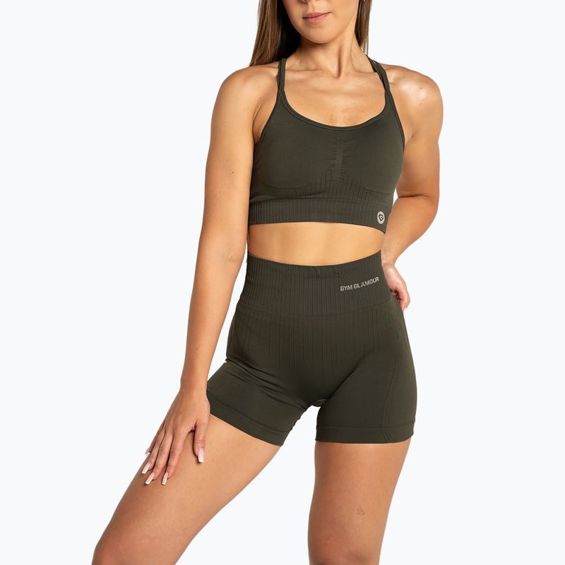 Pantaloni scurți de antrenament pentru femei Gym Glamour Push Up 2.0 soldier