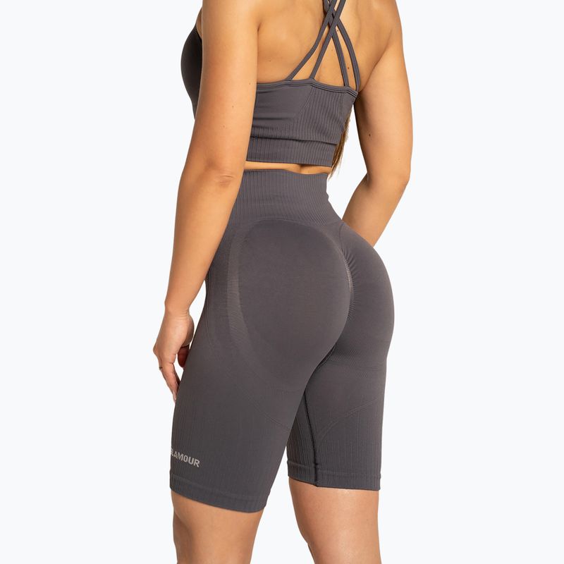 Pantaloni scurți de antrenament pentru femei Gym Glamour Push Up 2.0 dark silver 5