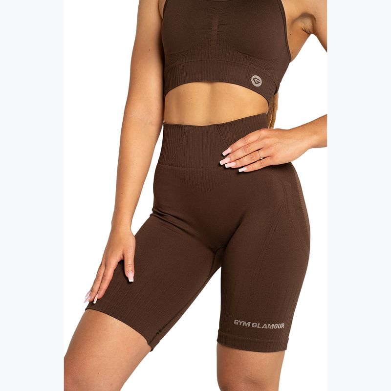 Pantaloni scurți de antrenament pentru femei Gym Glamour Push Up 2.0 dark chocolate