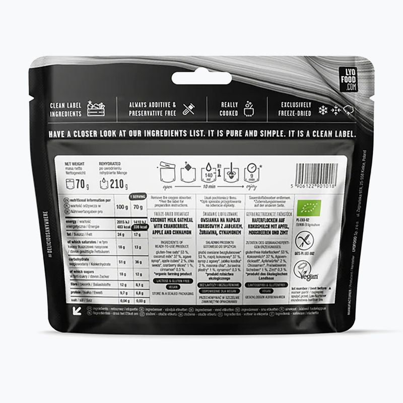 Alimente liofilizate LYOFOOD Fulgi de ovăz cu mere și scorțișoară 210 g 2
