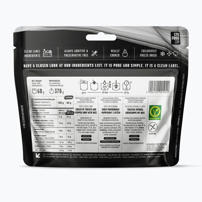 Alimente liofilizate LYOFOOD Supă de roșii cremă 370 g 2