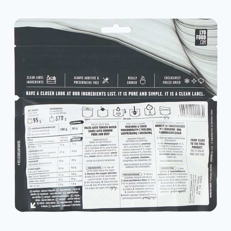Alimente liofilizate LYOFOOD Penne à la bolognese 370 g 2