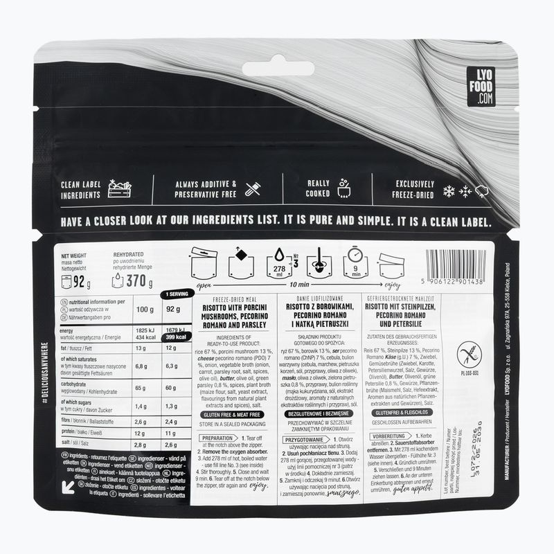 Alimente liofilizate LYOFOOD Porcini mushroom risotto 92 g 2