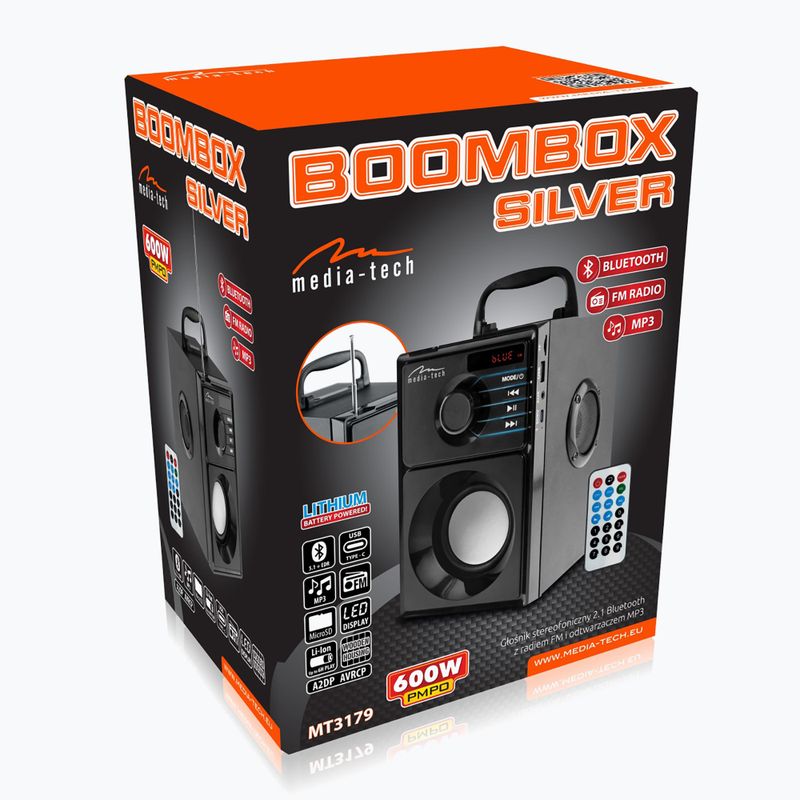 Boxă portabilă Media-Tech Boombox Silver negru/argintiu 8