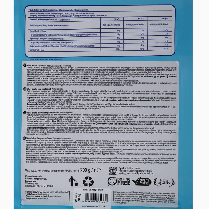 Zer 6PAK Isolat 700g cremă de vafe PAK/049#WAF 2