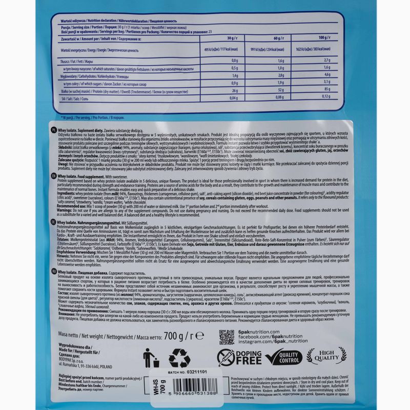 Zer 6PAK Isolat 700g ciocolată albă PAK/049#BICZE 2