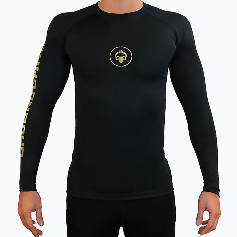 Rashguard Ground Game Athletic Gold Athletic cu mânecă lungă negru RASHATHGOLDLSS