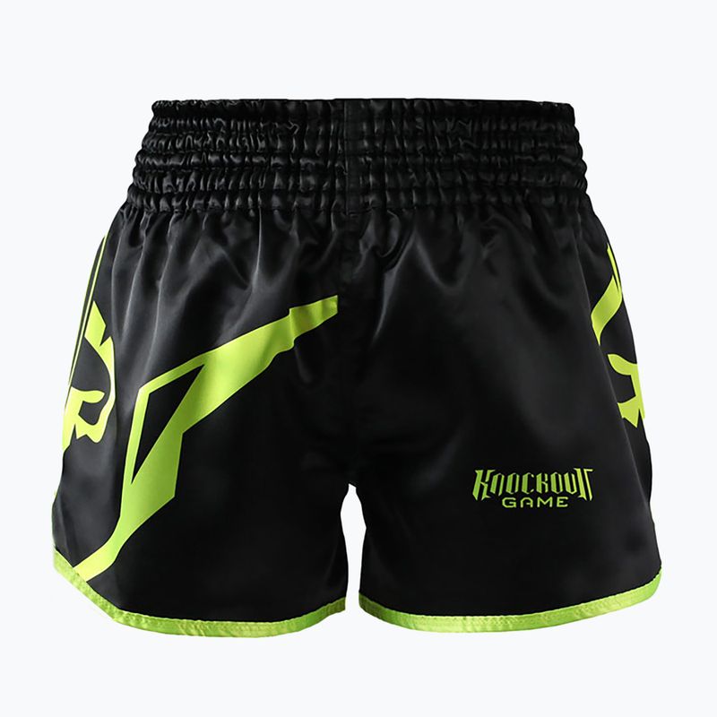 Bărbați Ground Game Muay Thai Neon pantaloni scurți de antrenament negru/verde neon 2