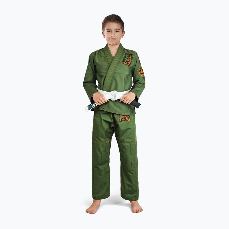 GI pentru Jiu-Jitsu brazilian pentru copii GroundGame Junior 3.0 verde GIJUN3PIN02