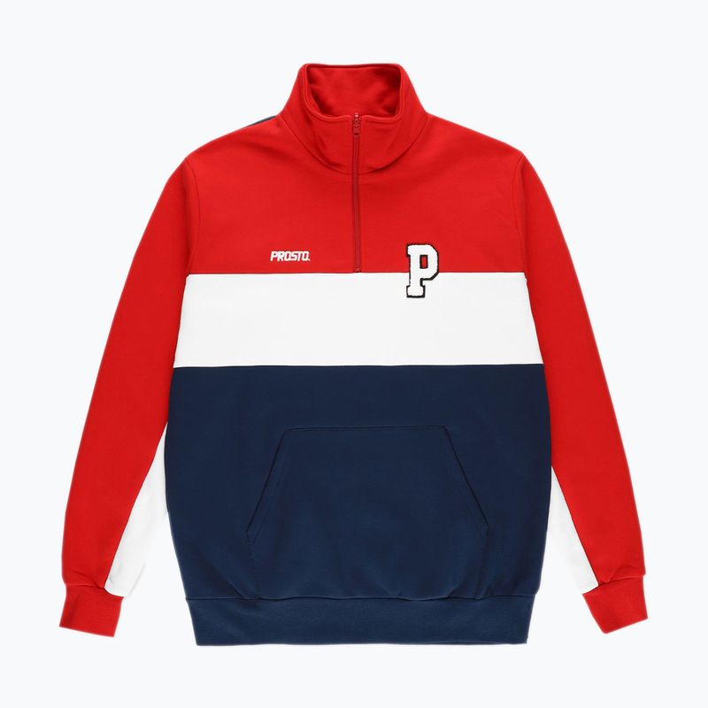 Bluză pentru bărbați PROSTO Half Zip Sweatshirt roșie KL222MSWE1133