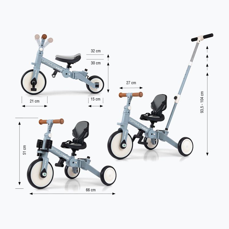 Bicicletă de echilibru pentru copii Milly Mally 5w1 Optimus Max denim 2