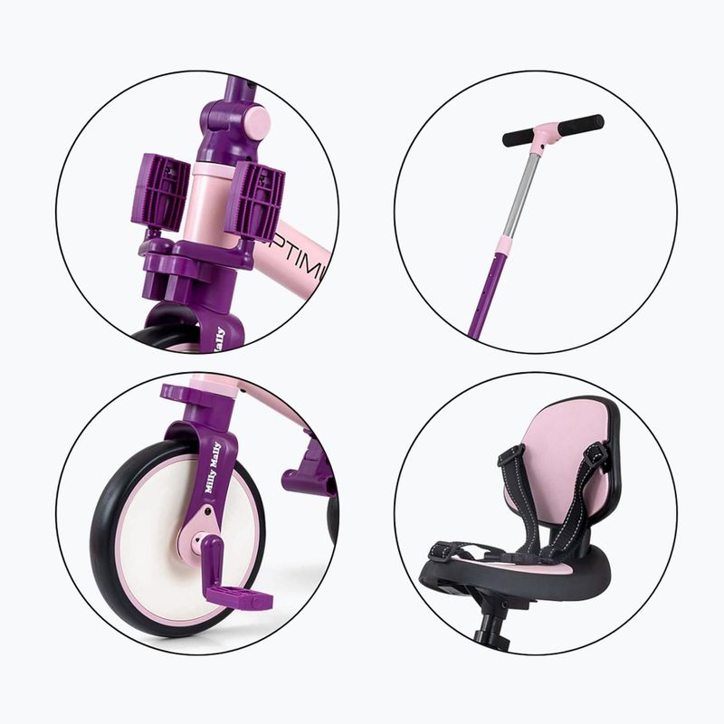 Bicicletă de echilibru pentru copii Milly Mally 5w1 Optimus Max pink 12