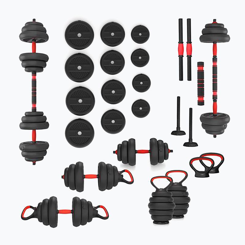 HMS SGN120 Pro Set 6W1 20kg greutăți negru/roșu