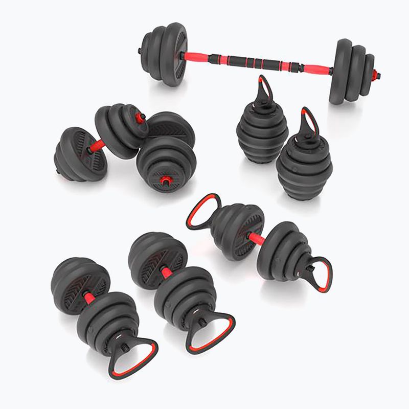 HMS SGN120 Pro Set 6W1 20kg greutăți negru/roșu 4