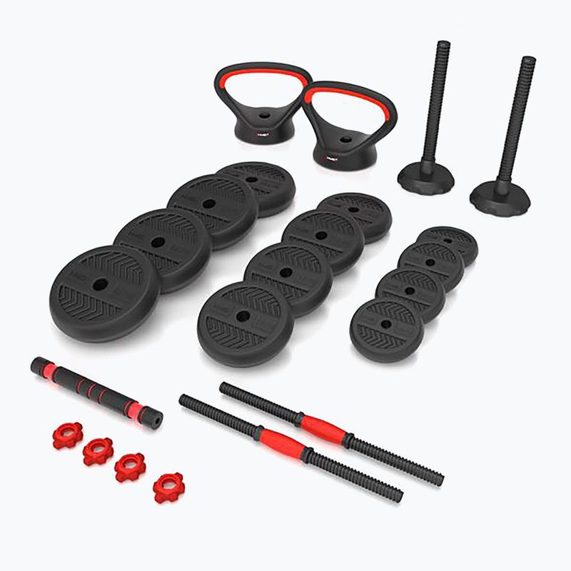 HMS SGN130 Pro Set 6W1 30kg greutăți negru/roșu 2