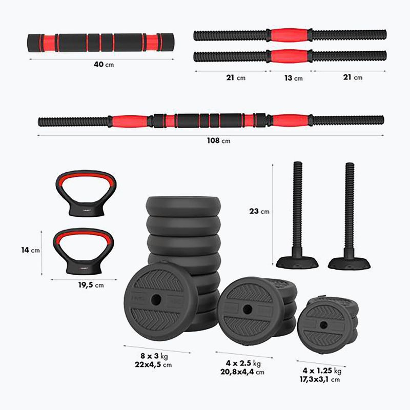 Set de greutăți HMS SGN140 Pro Set 6w1 40 kg 2