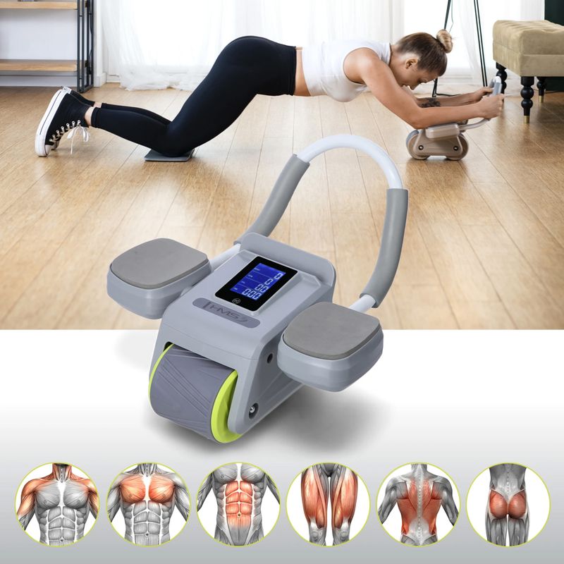 Rolă automată pentru exersarea mușchilor abdominali cu afișaj HMS KA08 gri 15
