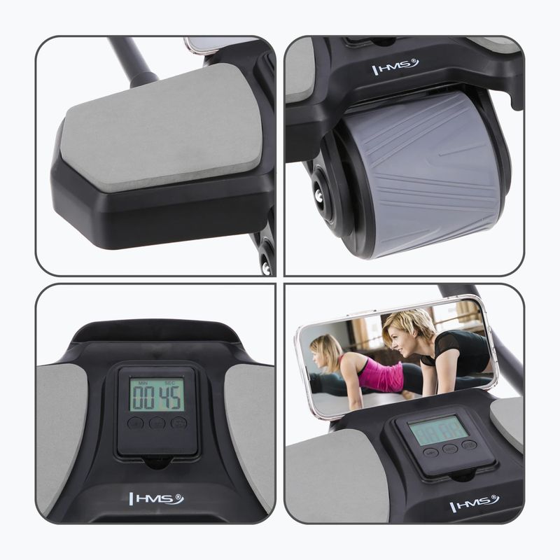Rolă automată pentru exersarea mușchilor abdominali cu suport HMS KA10 negru 9