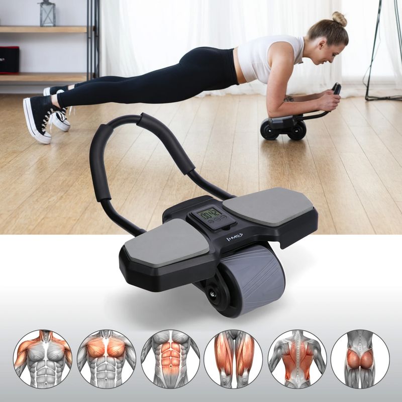 Rolă automată pentru exersarea mușchilor abdominali cu suport HMS KA10 negru 19