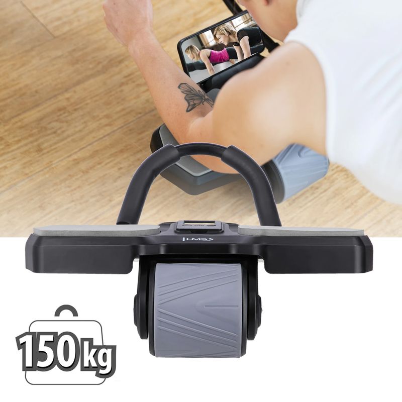 Rolă automată pentru exersarea mușchilor abdominali cu suport HMS KA10 negru 20