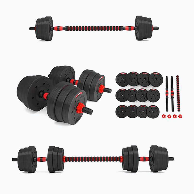 Set de gantere cu conexiune la halteră HMS SGP20 20 kg negru/roșu 2
