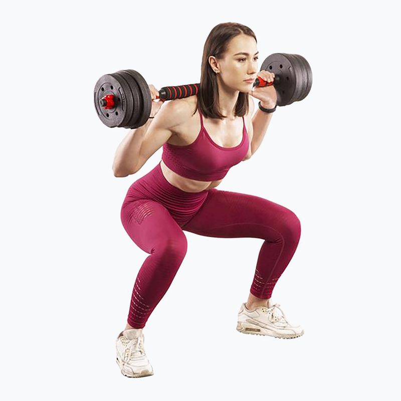 Set de gantere cu conexiune la halteră HMS SGP20 20 kg negru/roșu 6