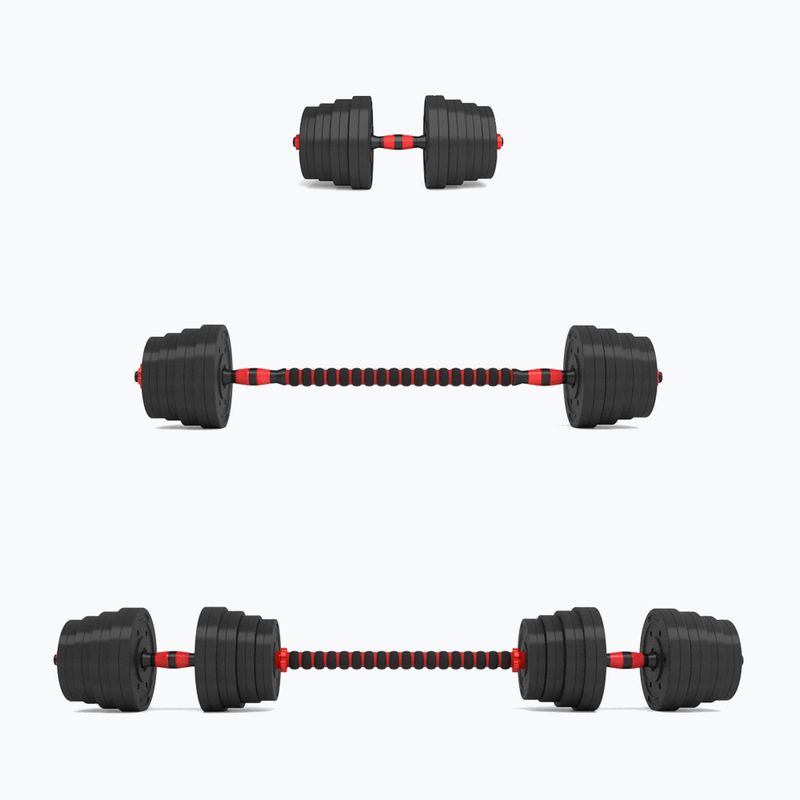 Set de gantere cu conexiune la halteră HMS SGP30 30 kg negru/roșu 2