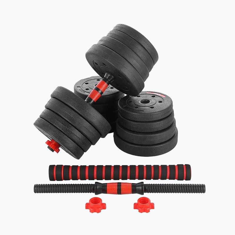 Set de gantere cu conexiune la halteră HMS SGP30 30 kg negru/roșu 3