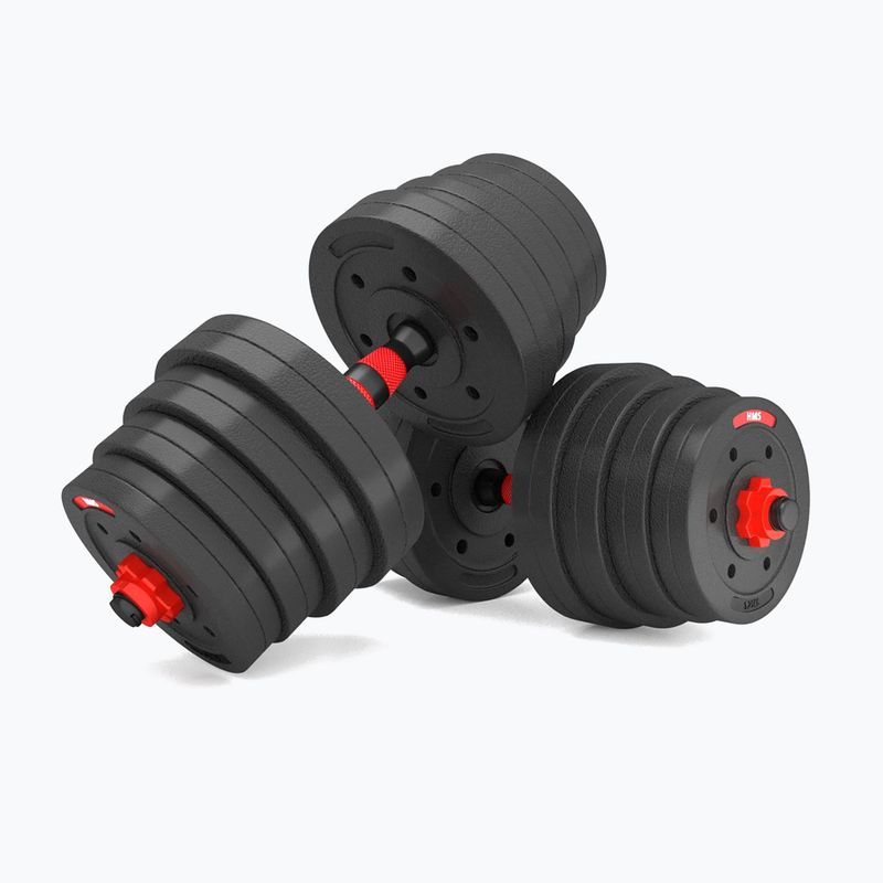 Set de gantere cu conexiune la halteră HMS SGP30 30 kg negru/roșu 4