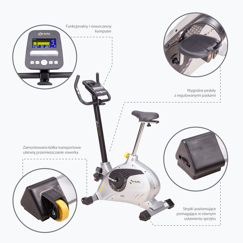 Bicicletă magnetică de fitness HMS Premium M6993, argintiu, 17-01-040 5