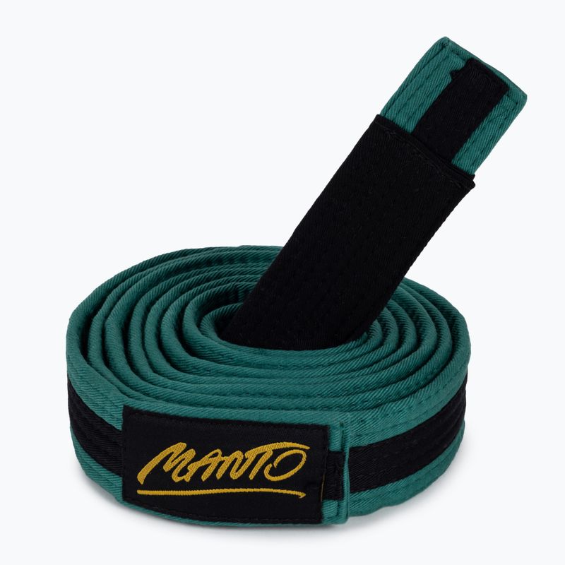 Centura BJJ pentru copii MANTO Tag verde cu bară neagră MNA867_GRN/BLK_M2
