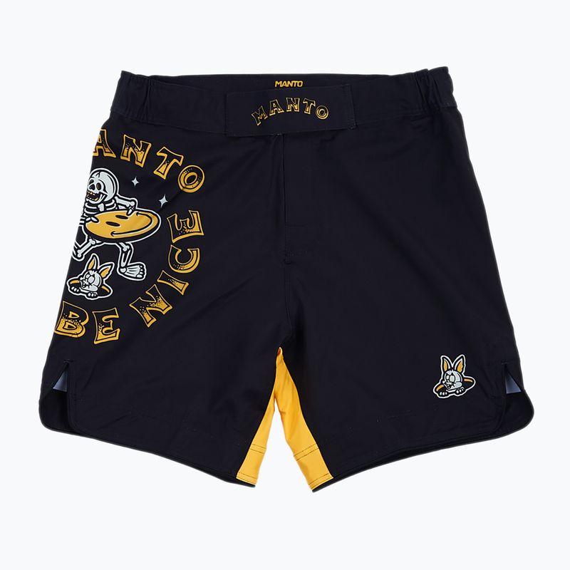 MANTO Just Be Nice Pantaloni scurți de antrenament negru MNS004_BLK/YEL_2S