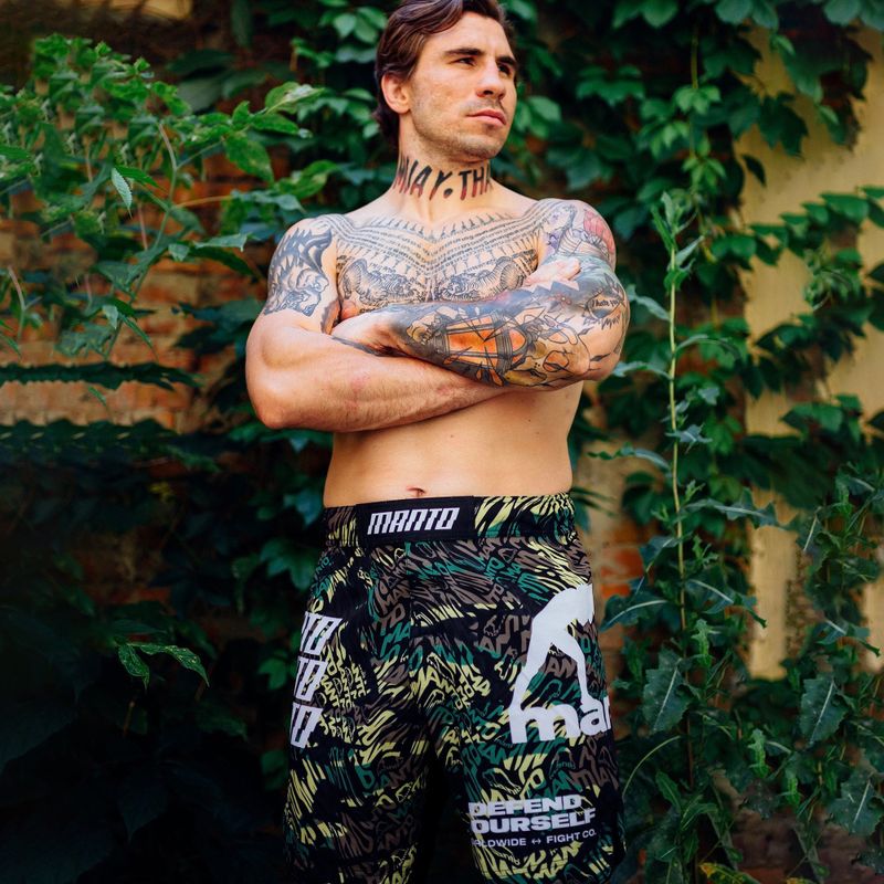 Pantaloni scurți de antrenament pentru bărbați MANTO Distort moro MNS518 7