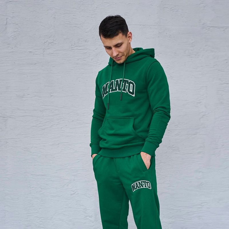 Hanorac cu glugă MANTO Varsity pentru bărbați, verde MNH479_GRE 4