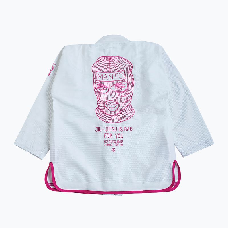 GI pentru jiu-jitsu brazilian pentru bărbați MANTO Balaclava alb MNG982_WHT/PIN 2