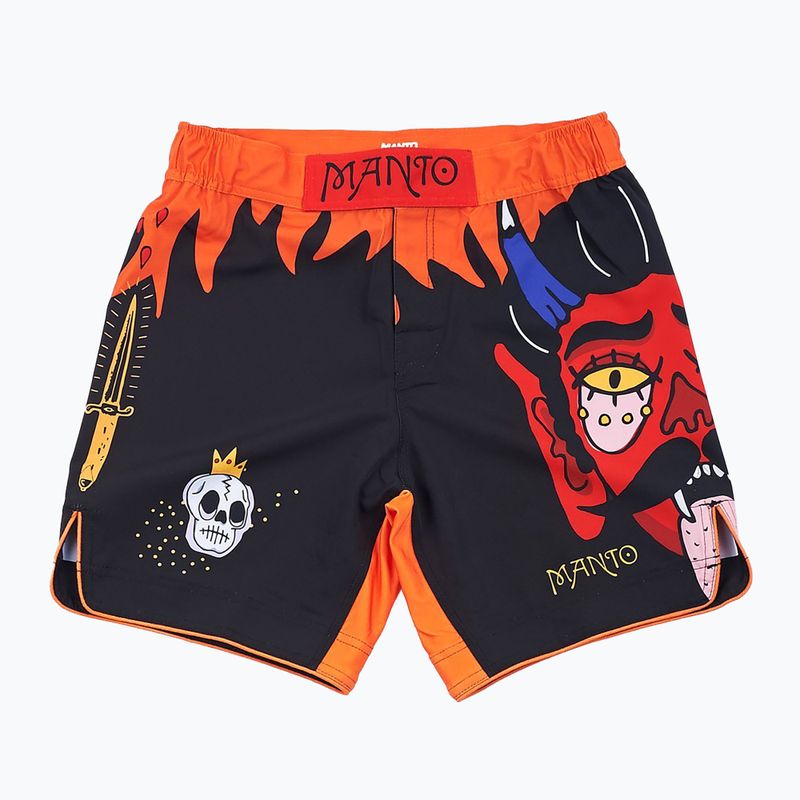 Pantaloni scurți de antrenament pentru bărbați MANTO Diablo negru-portocaliu MNS507_BLK