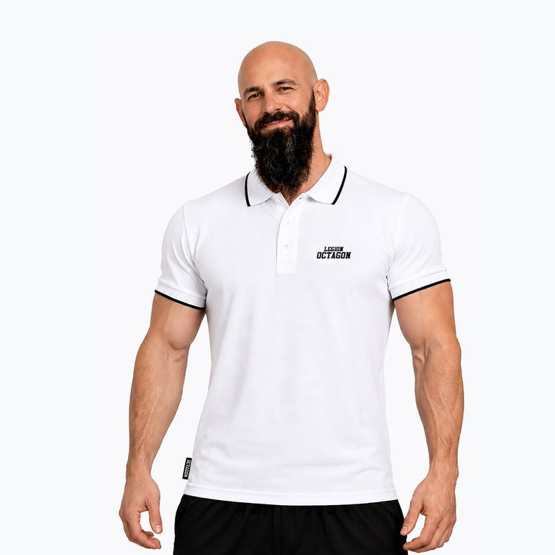 Tricou polo pentru bărbați Octagon LegionTipped HFT Polo white